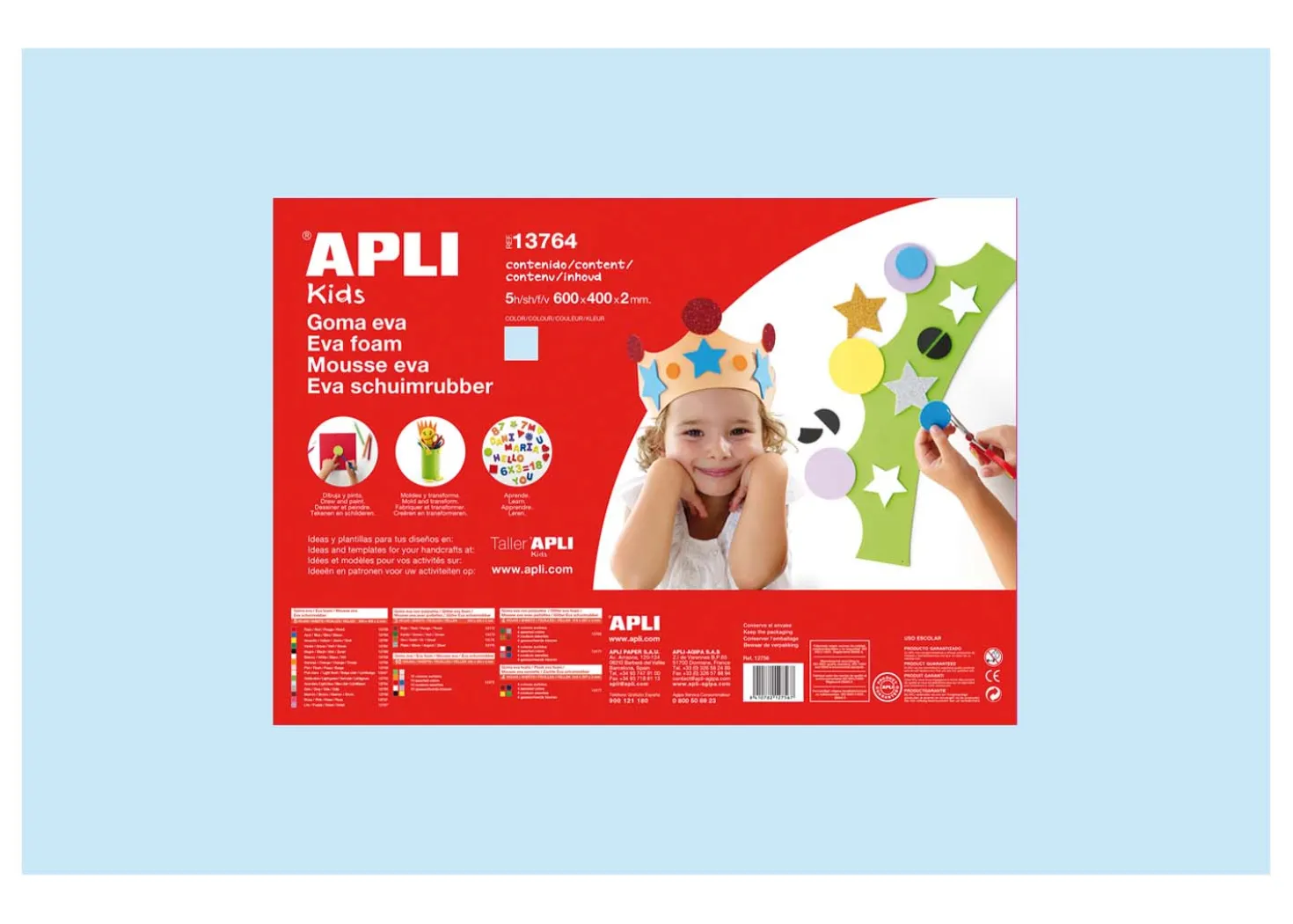Apli Gomma Crepla Azzurro 5 fogli 60cmx40cm