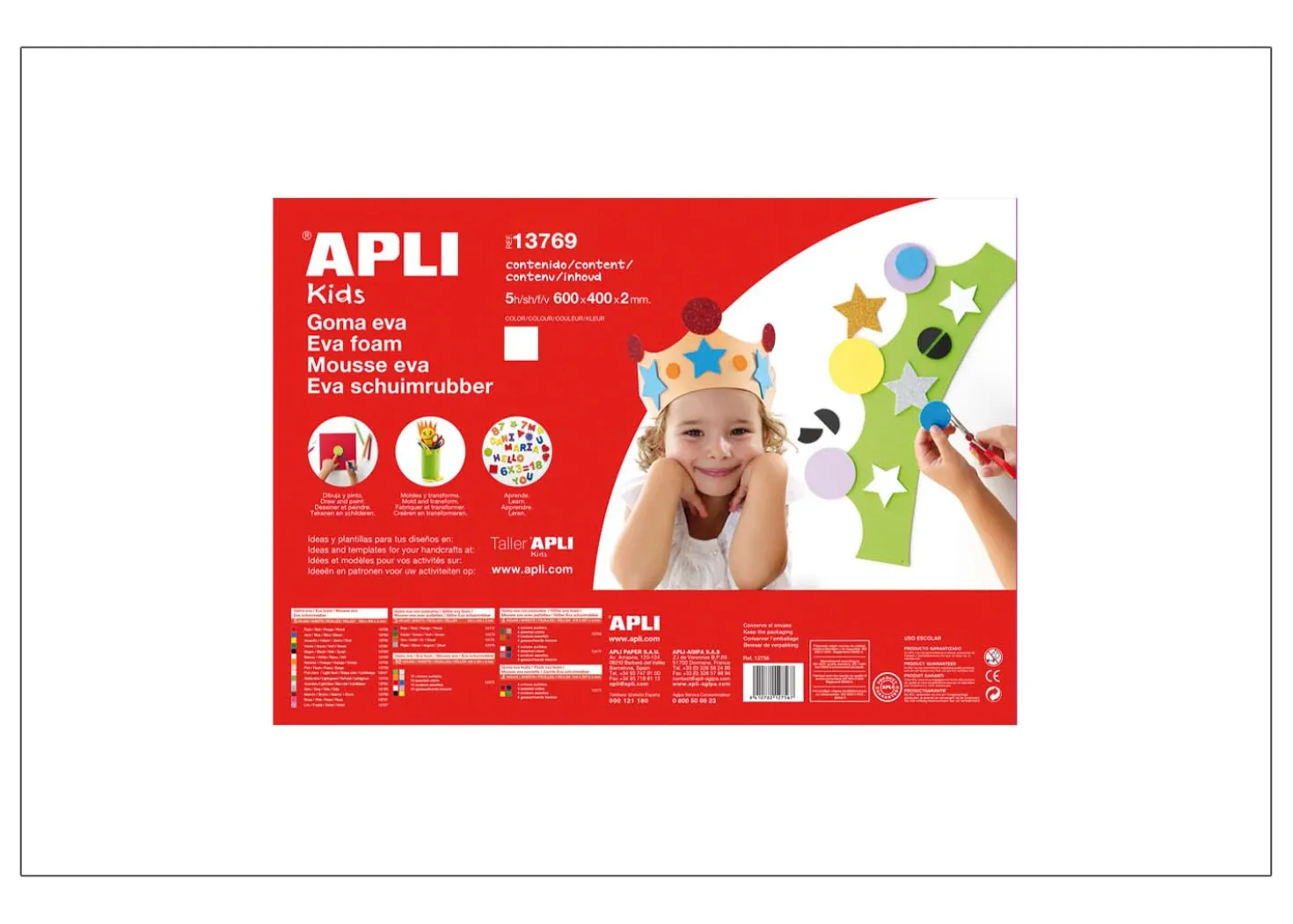 Apli Gomma Crepla Bianco 5 fogli 60cmx40cm