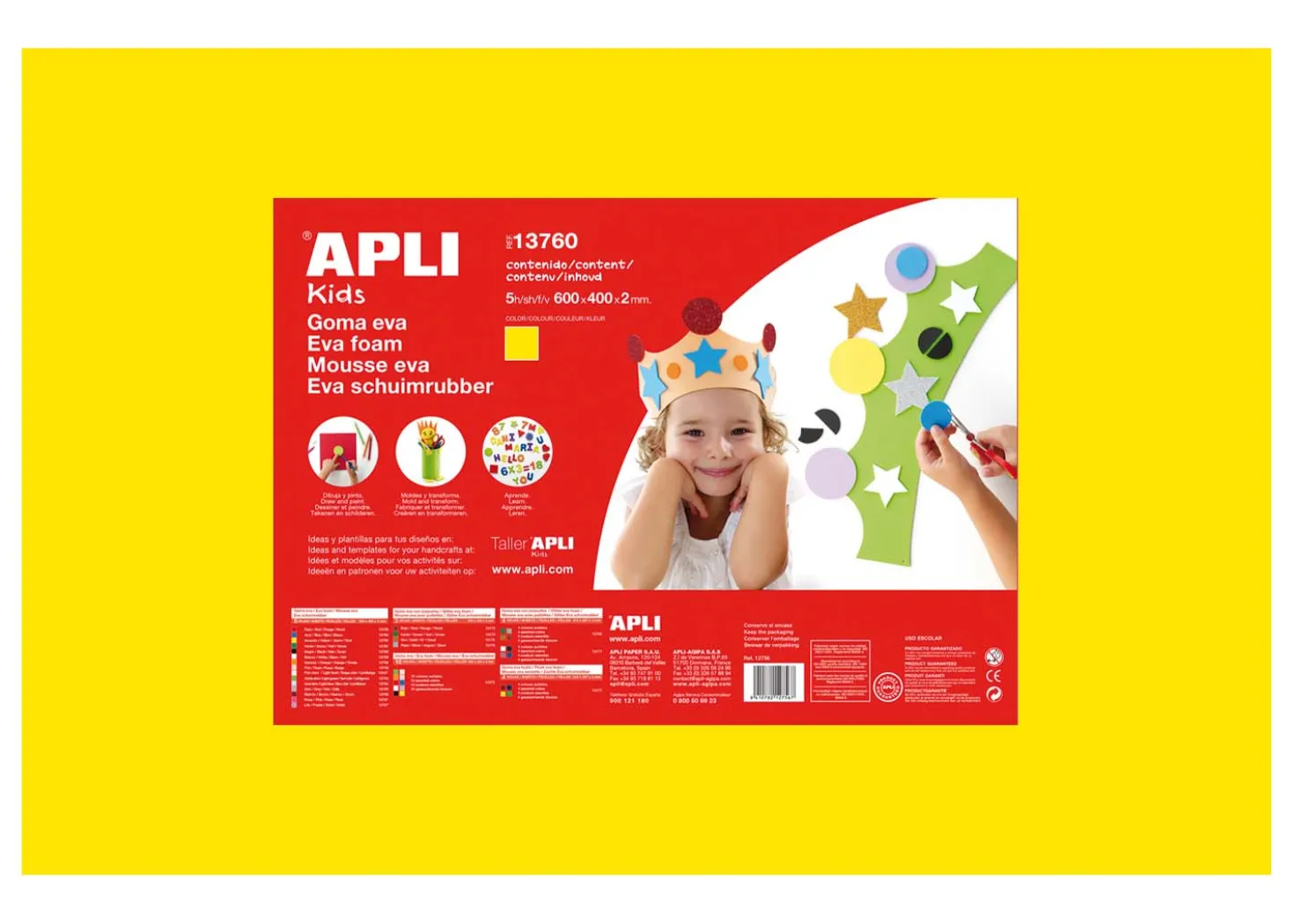 Apli Gomma Crepla Giallo 5 fogli 60cmx40cm