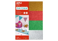 Apli Gomma Crepla Glitter Colori Assortiti 4 fogli 30cmx21cm