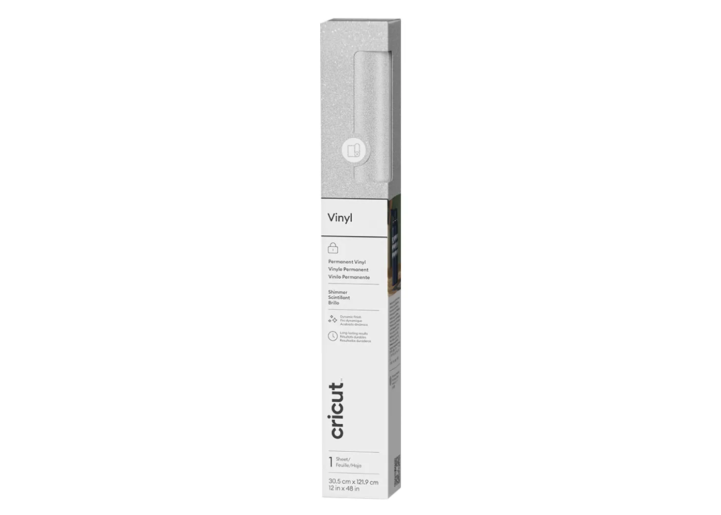 Cricut Vinile Premium Permanente Argento Glitterato 30,5cmx121,9cm