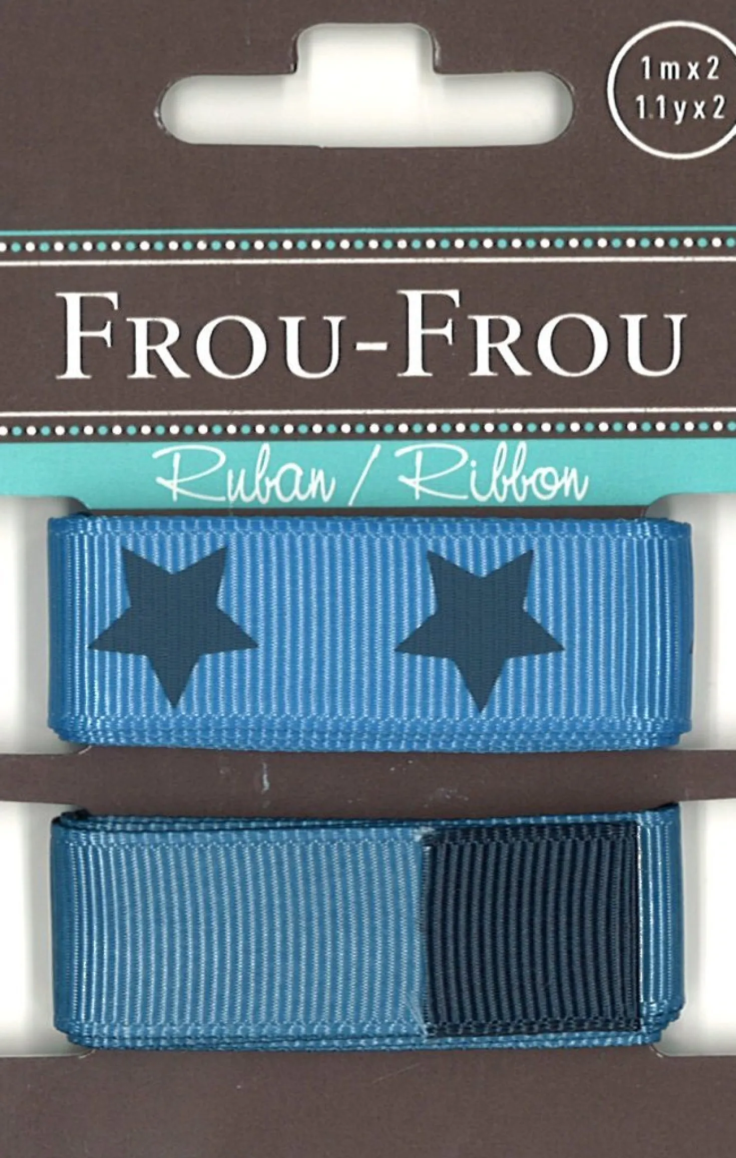 Frou-Frou, 2 nastri in grosgrain blu inverso e stellato