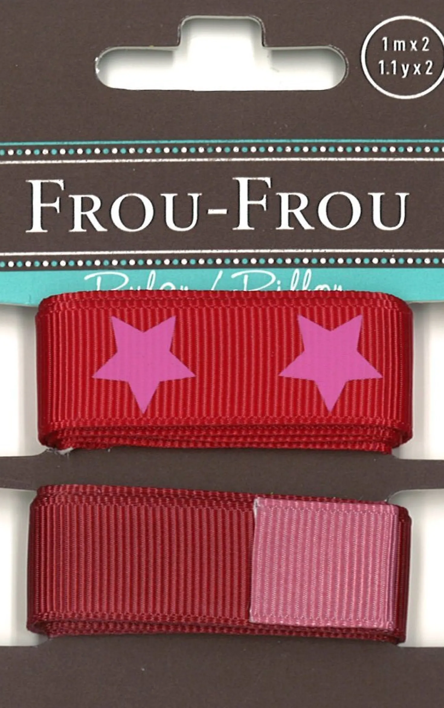 Frou-Frou, 2 nastri in grosgrain rosso e stellato