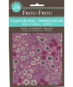 Frou-Frou scampolo di tessuto termoadesivo fiorito magenta