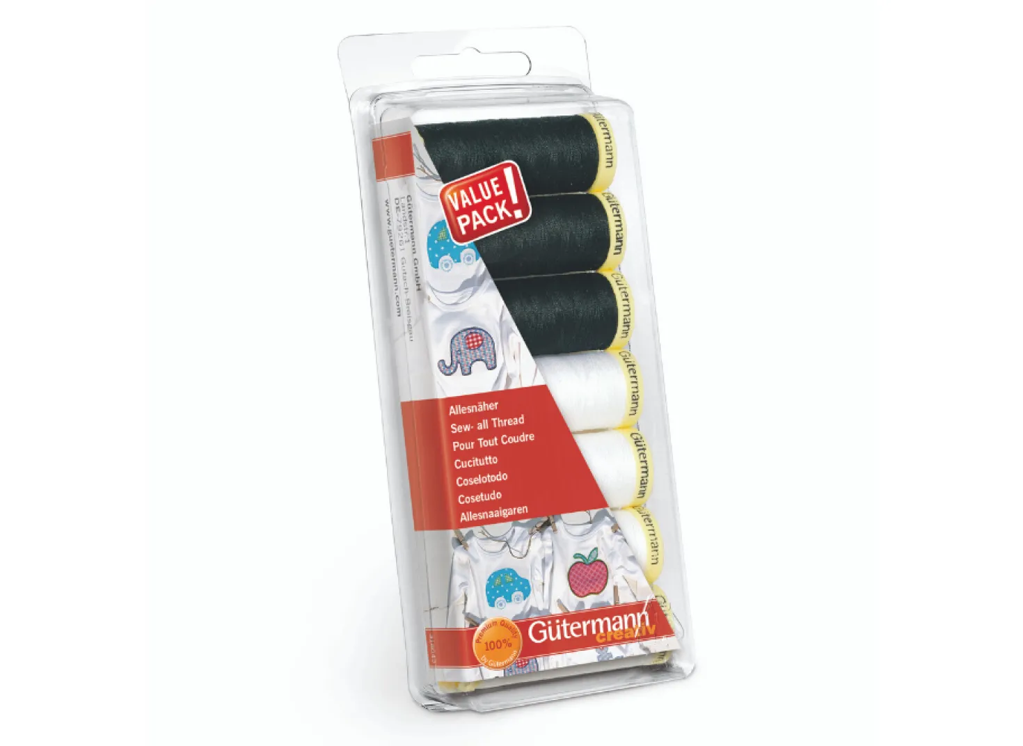 Gutermann Kit 7 Filati Bianco/Nero