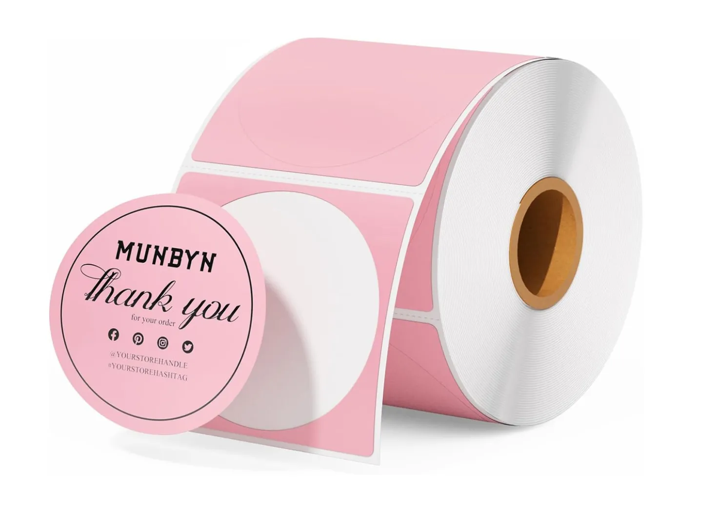 Munbyn Etichette Termiche Rotonde Rosa 750pz 50mm