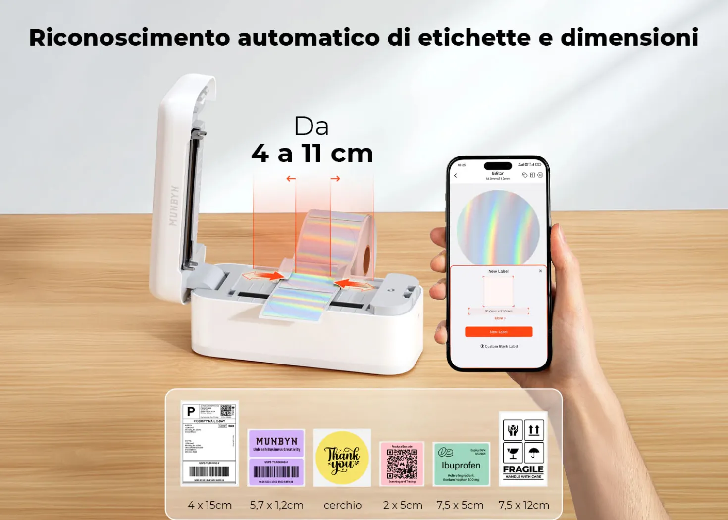 Munbyn RealWriter402B Stampante Termica Etichette Bluetooth