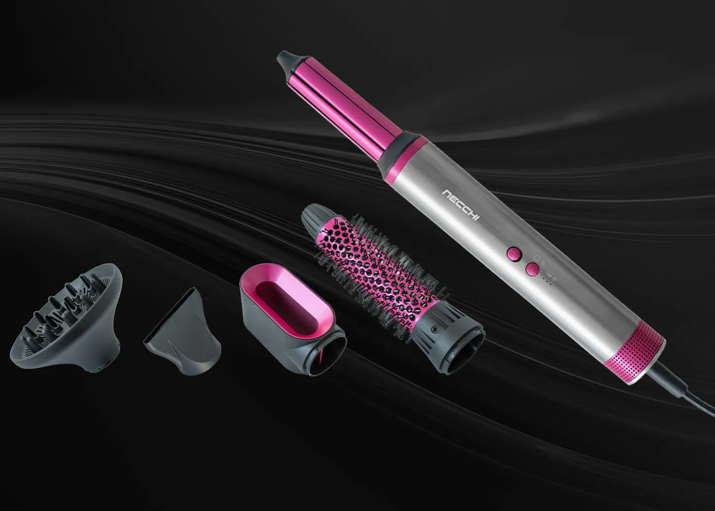 Necchi Hair to Air Phon e Arricciacapelli Autoavvolgente Multiuso NC815
