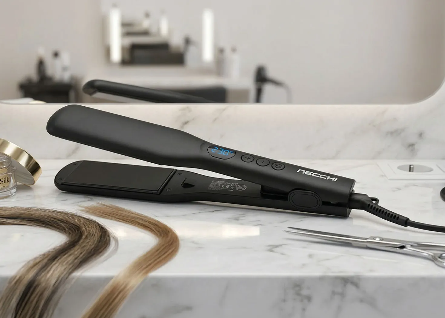 Necchi NC690 Piastra larga in titanio per capelli 72W