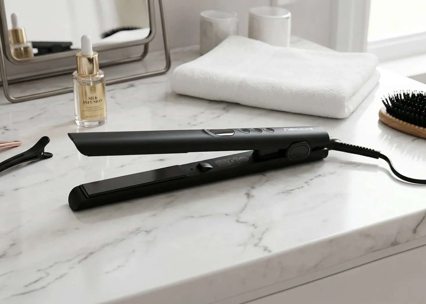 Necchi NC695 Piastra slim in titanio per capelli 52W