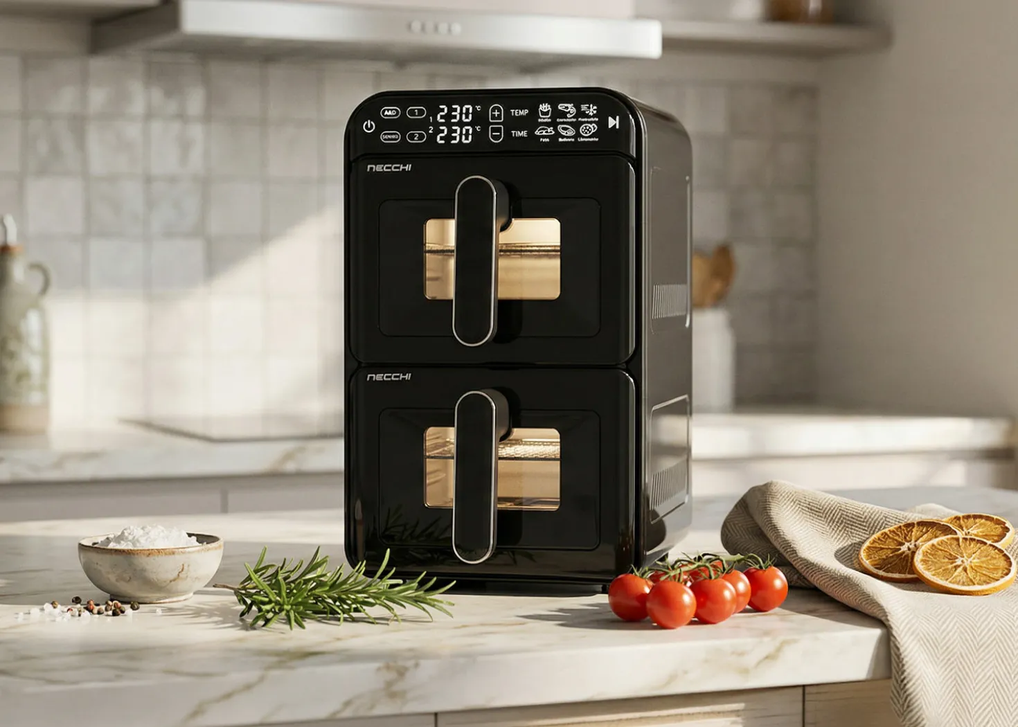 Necchi NK122 Friggitrice ad aria verticale con doppio cestello 11l