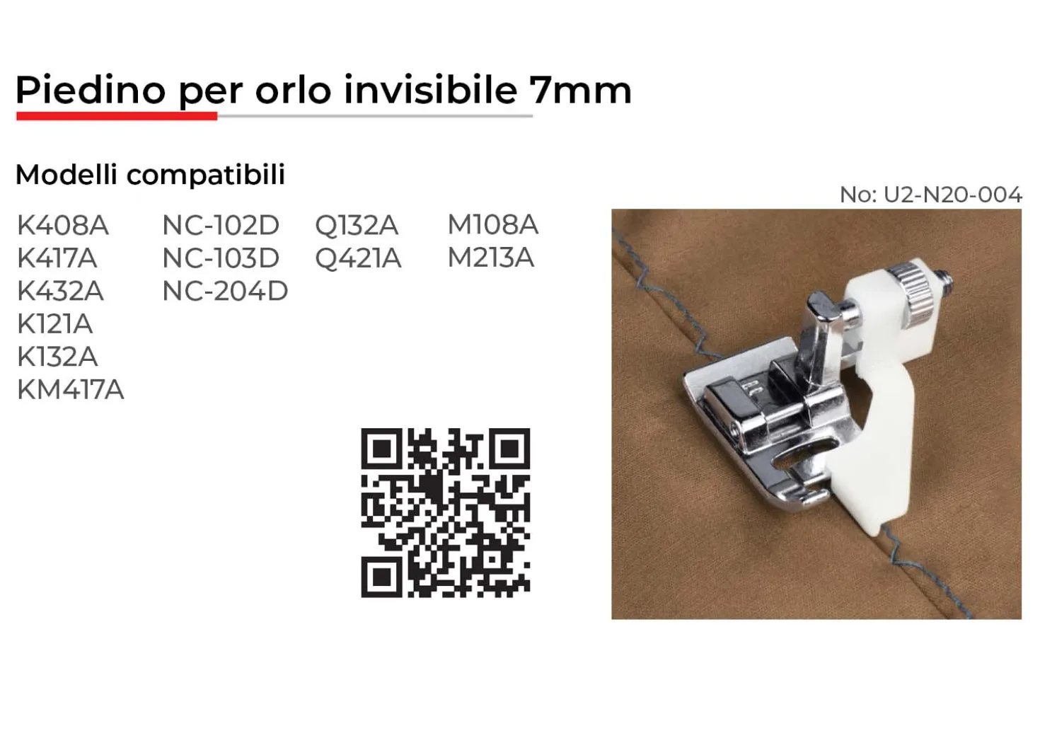 Necchi Piedino per Orlo Invisibile 7mm