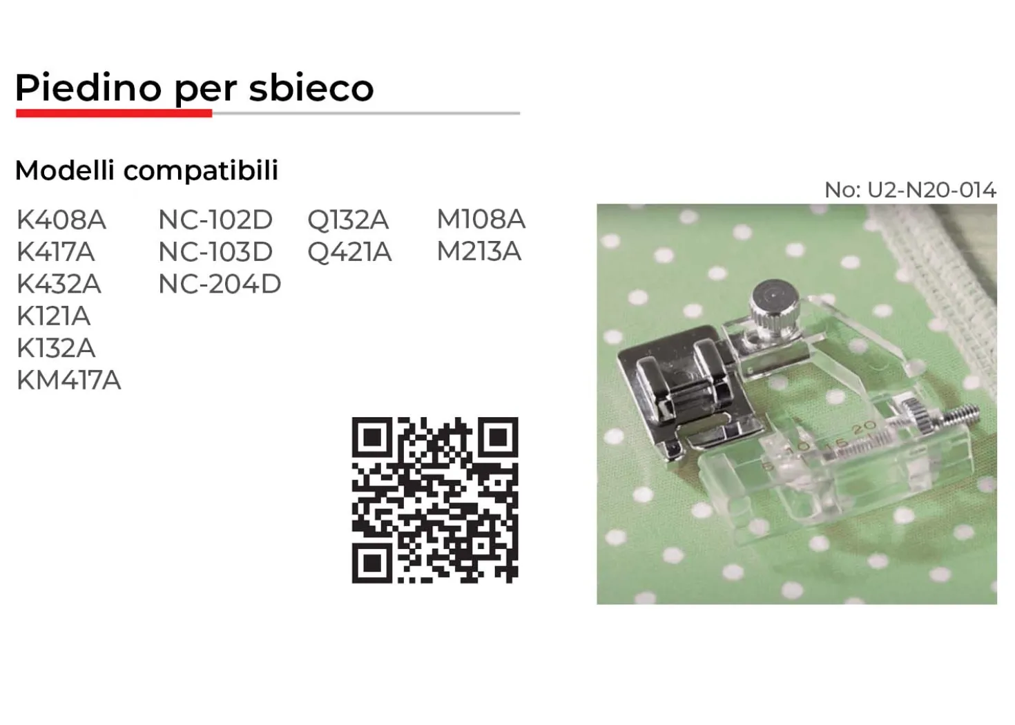 Necchi Piedino per Sbieco