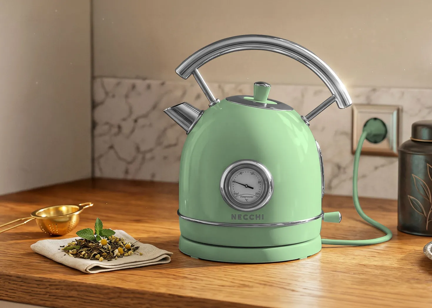 Necchi Vintage Bollitore 1,8 L Verde Menta