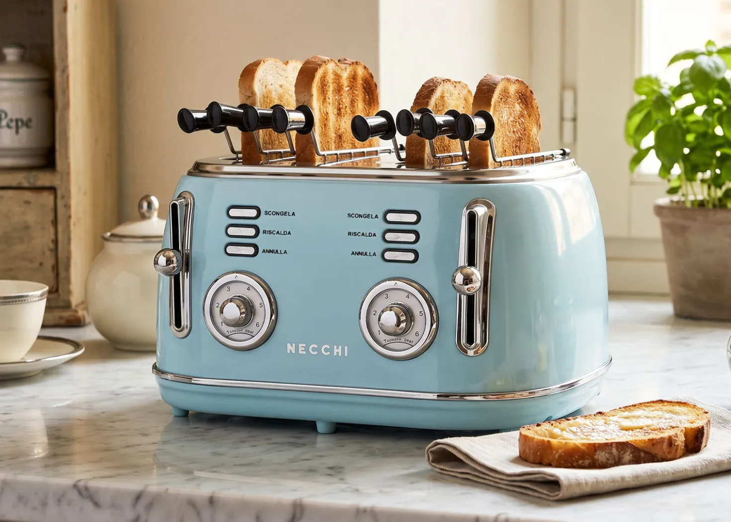 Necchi Vintage Tostapane Sandwich Azzurro Pastello