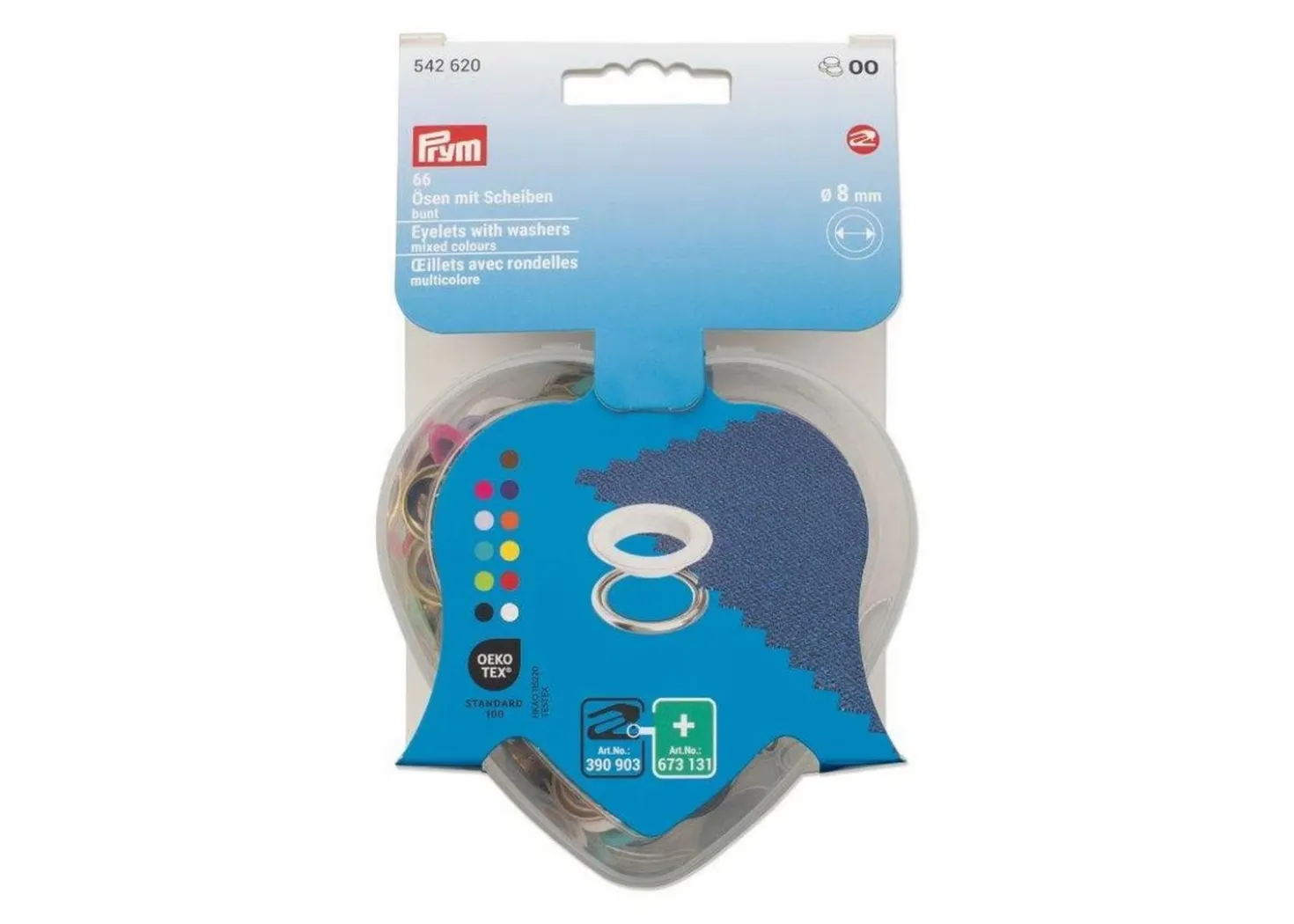 Prym Occhielli decorativi colorati da 8mm con rondelle 66pz