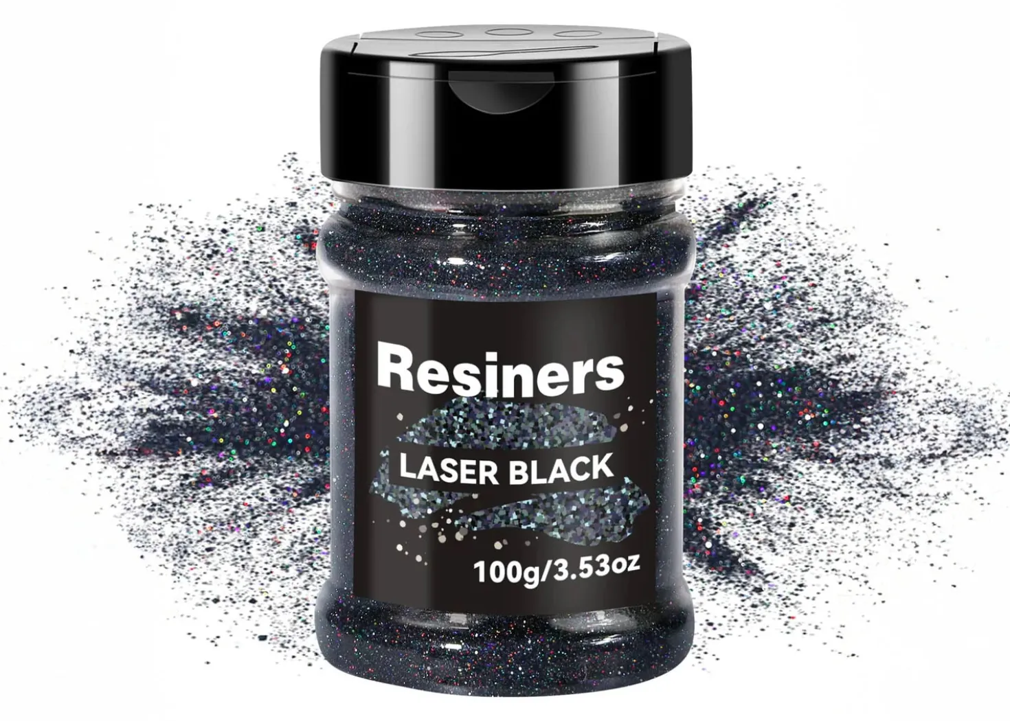 Resiners Glitter olografico ultra-fine 100g Nero