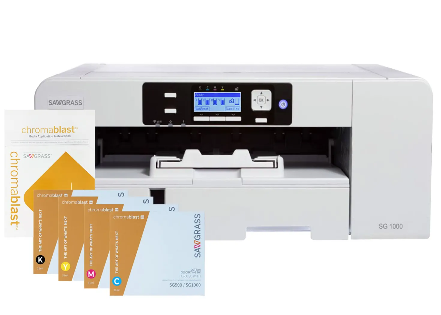 Sawgrass Stampante Sublimatica A3 SG1000 con 4 Cartucce Chromablast 31ml e Carta per stampe su Cotone