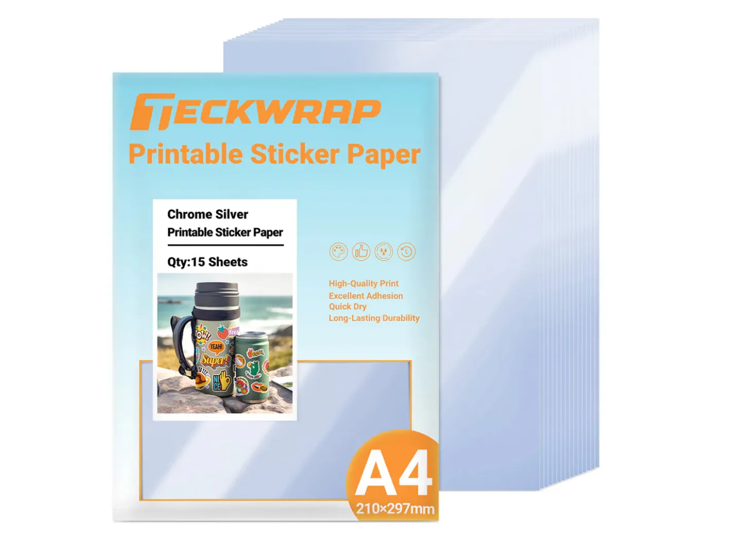 Teckwrap Carta adesiva stampabile Argento A4 15pz