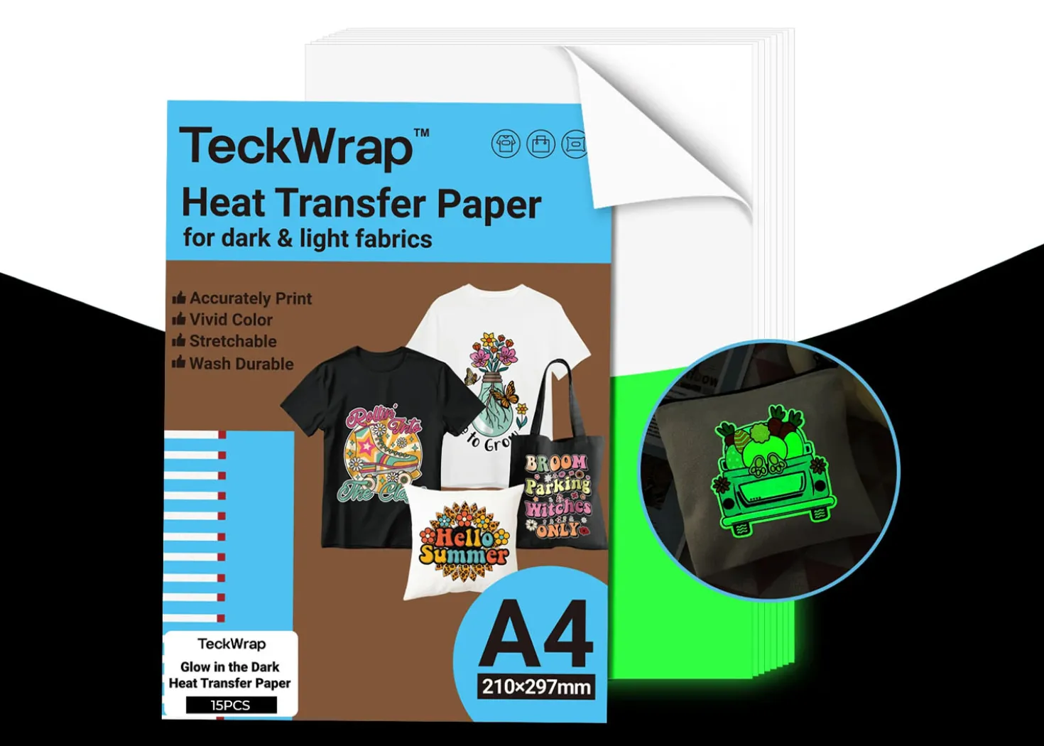 Teckwrap Carta Transfer Inkjet Fosforescente 15pz Formato A4
