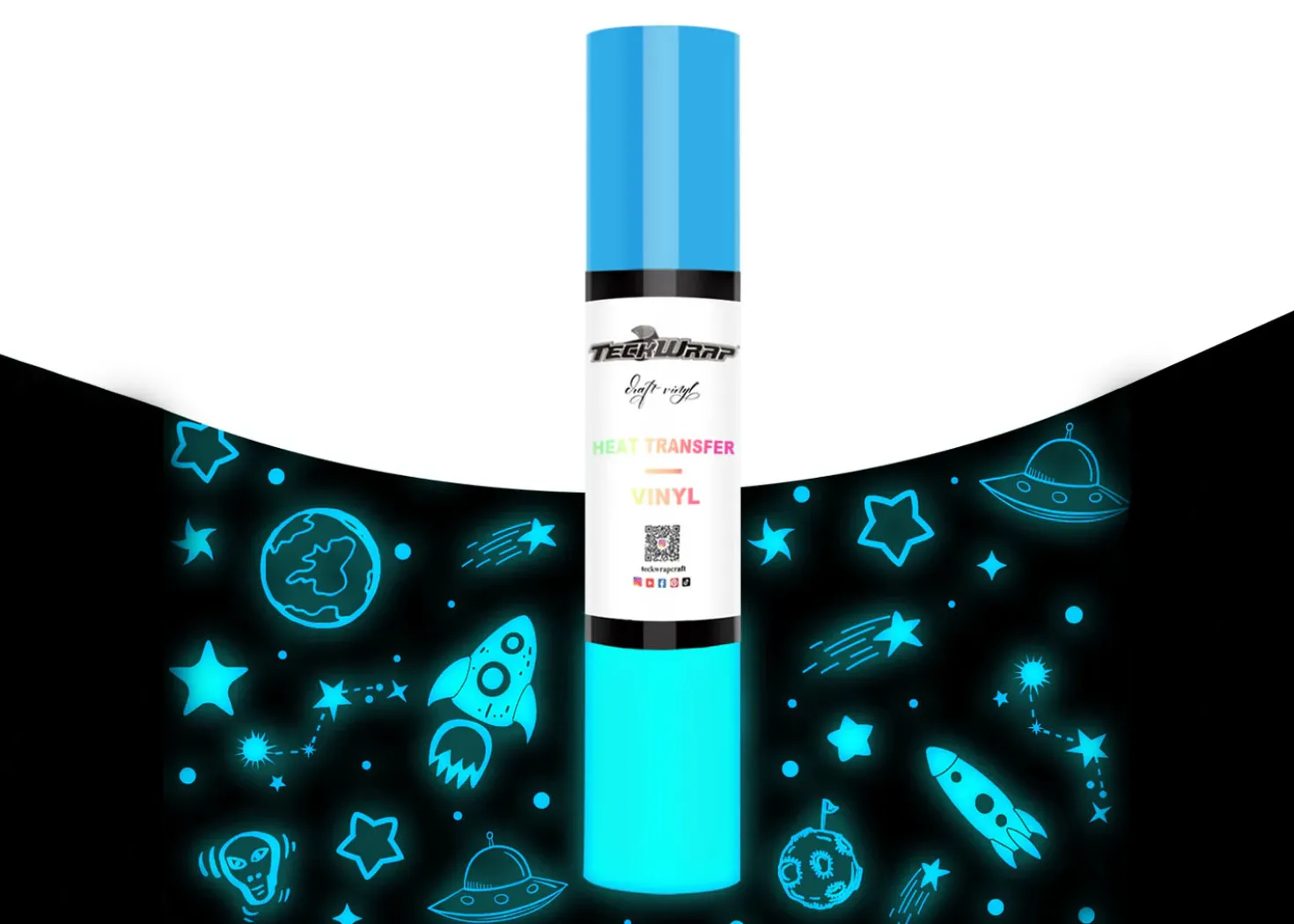 Teckwrap Termoadesivo Glow in the Dark Blu 25cmx1,55m