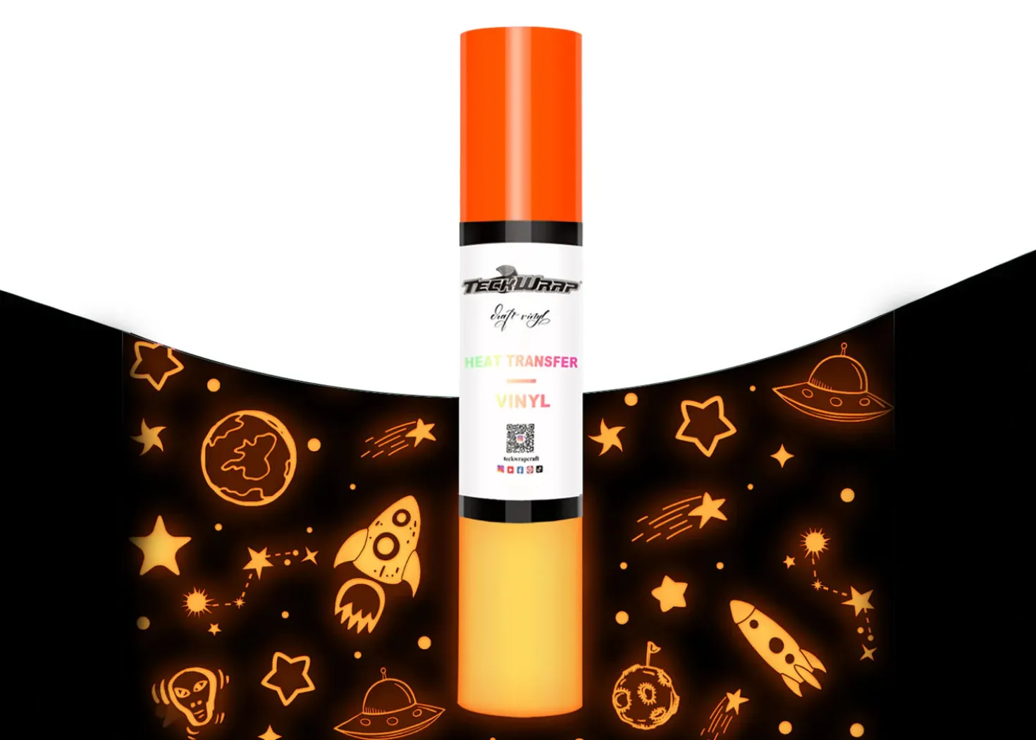 Teckwrap Termoadesivo Glow in the Dark Arancio 25cmx1,55m